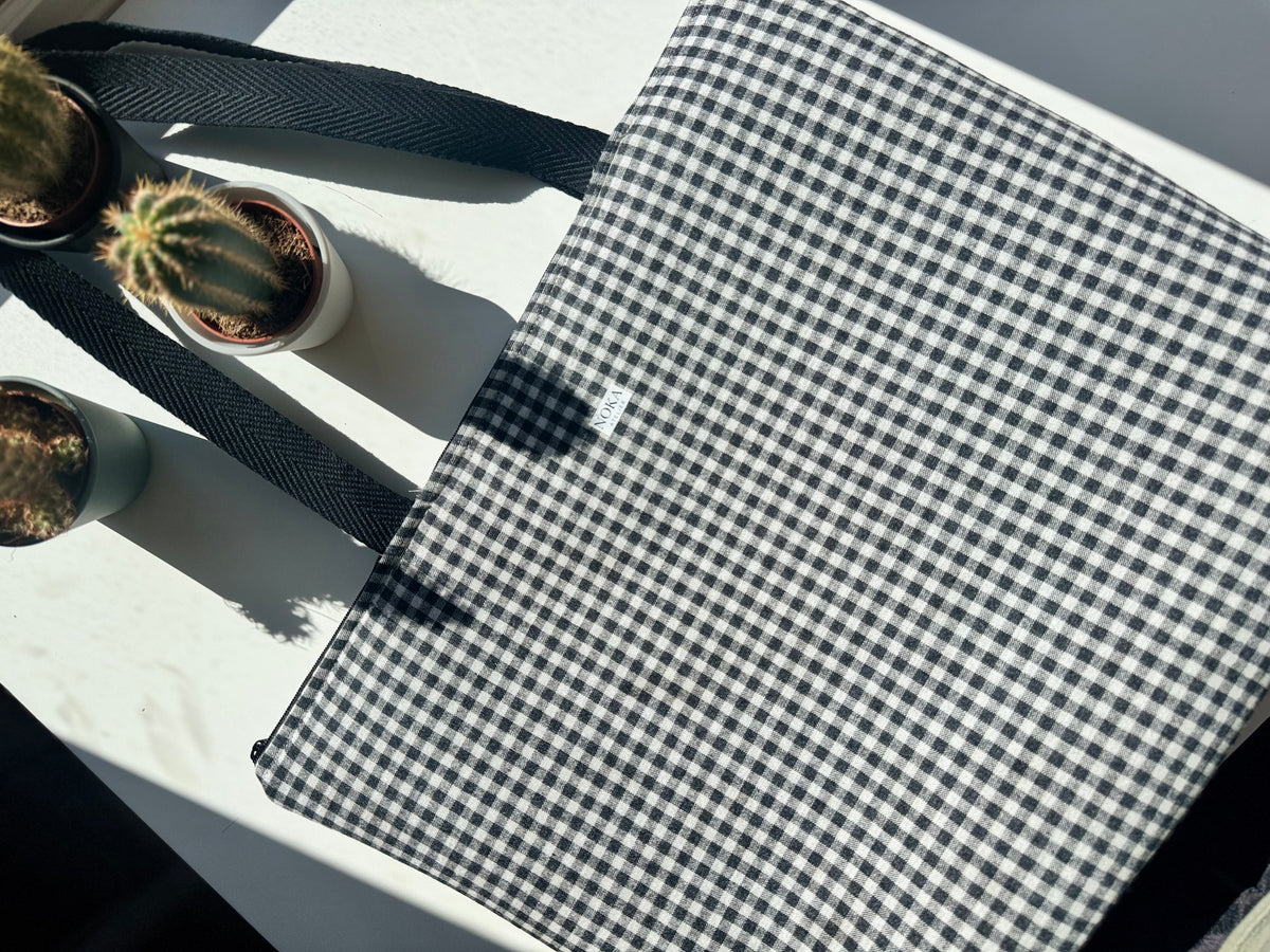 Tote Niebla | Vichy Blanco y Negro