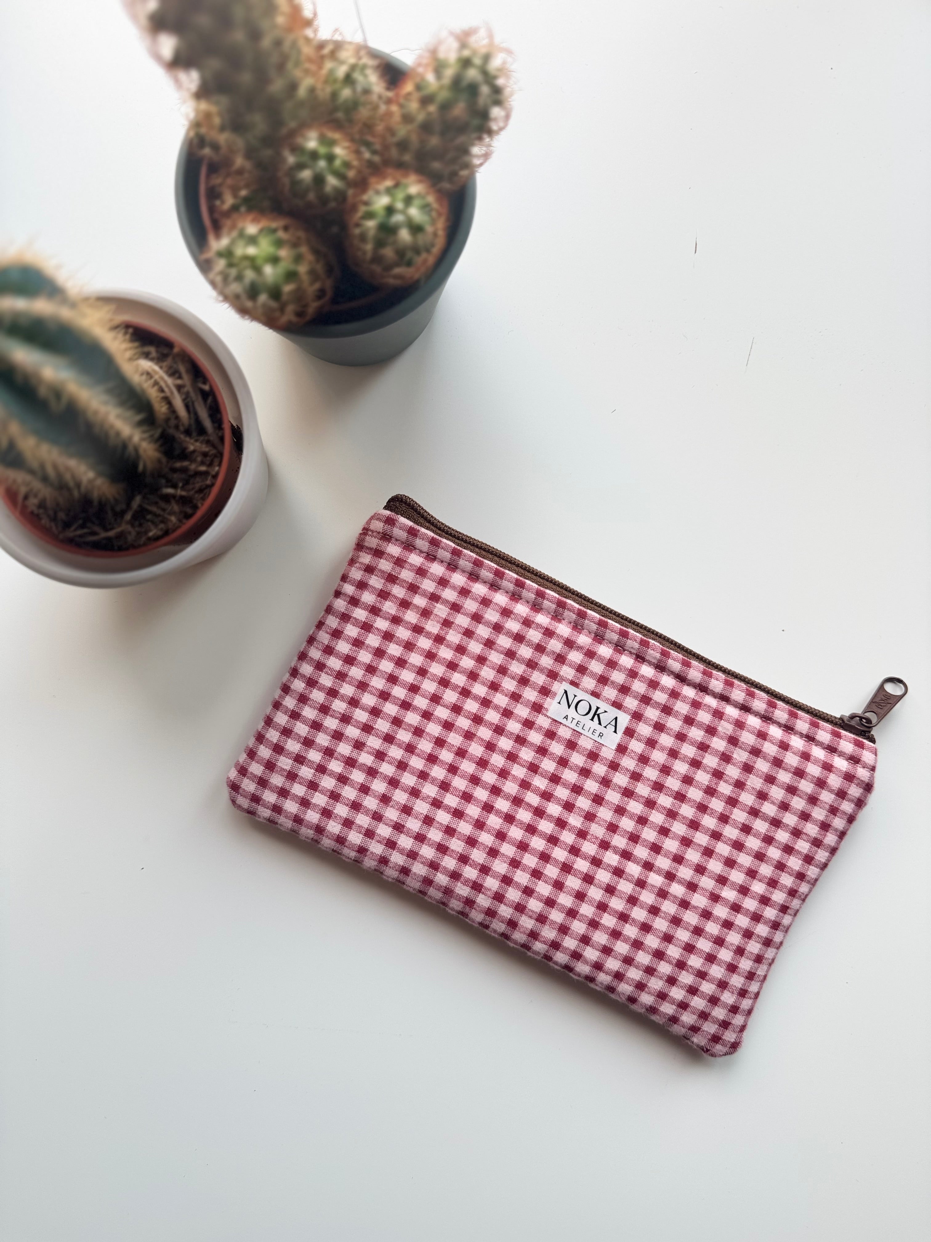 Monedero Vichy Cherry con cremallera
