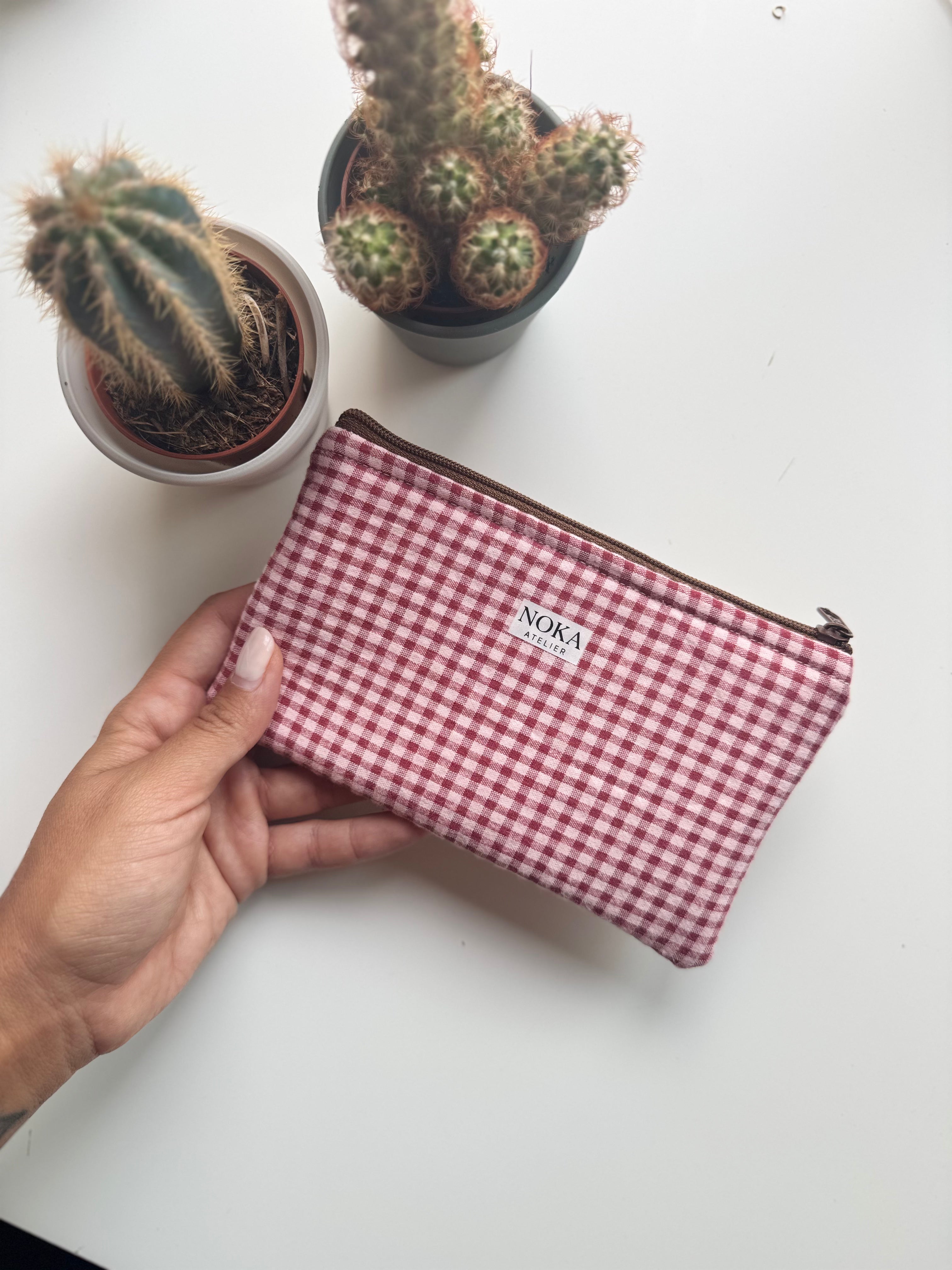 Monedero Vichy Cherry con cremallera